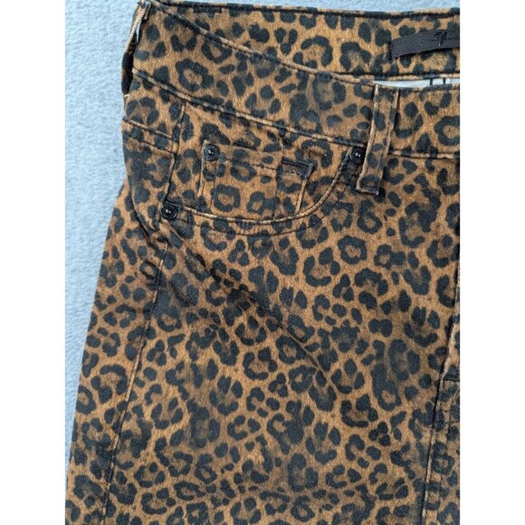 7 For All Mankind Jeans Womens Size 29 Black and Orange Leapard Print Boot Cut - Picture 2 of 15